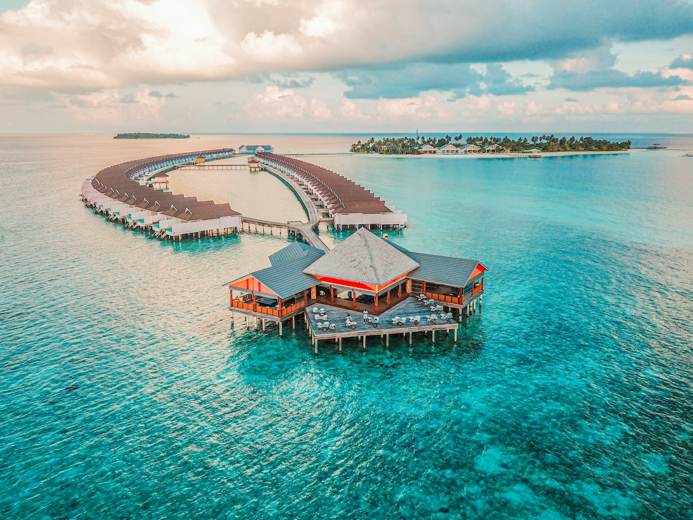 Villas built over a tropical lagoon